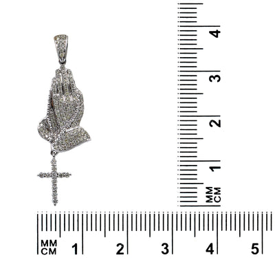 14K White Gold Unisex Praying Hands Shaped Pendant