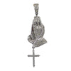 14K White Gold Unisex Praying Hands Shaped Pendant