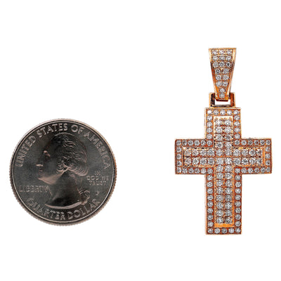 14K Rose Gold Cross Shaped Pendant