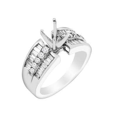 14K White Gold Diamond Engagement Semi-Mounting Women's Ring With 0.70 CT Diamonds