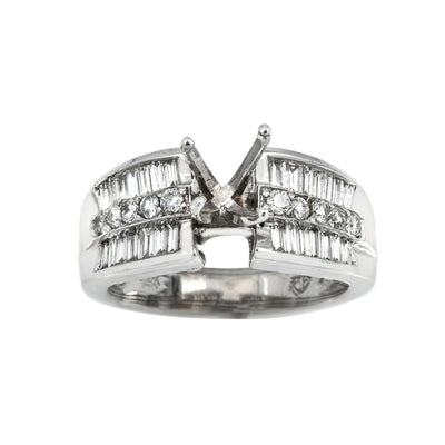 14K White Gold Diamond Engagement Semi-Mounting Women's Ring With 0.70 CT Diamonds