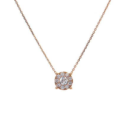 14K Rose Gold Unisex Round Shaped Pendant With a Chain