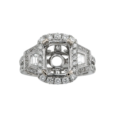 18K White Gold Diamond Engagement Semi-Mounting Women's Ring With 1.01 CT Diamonds