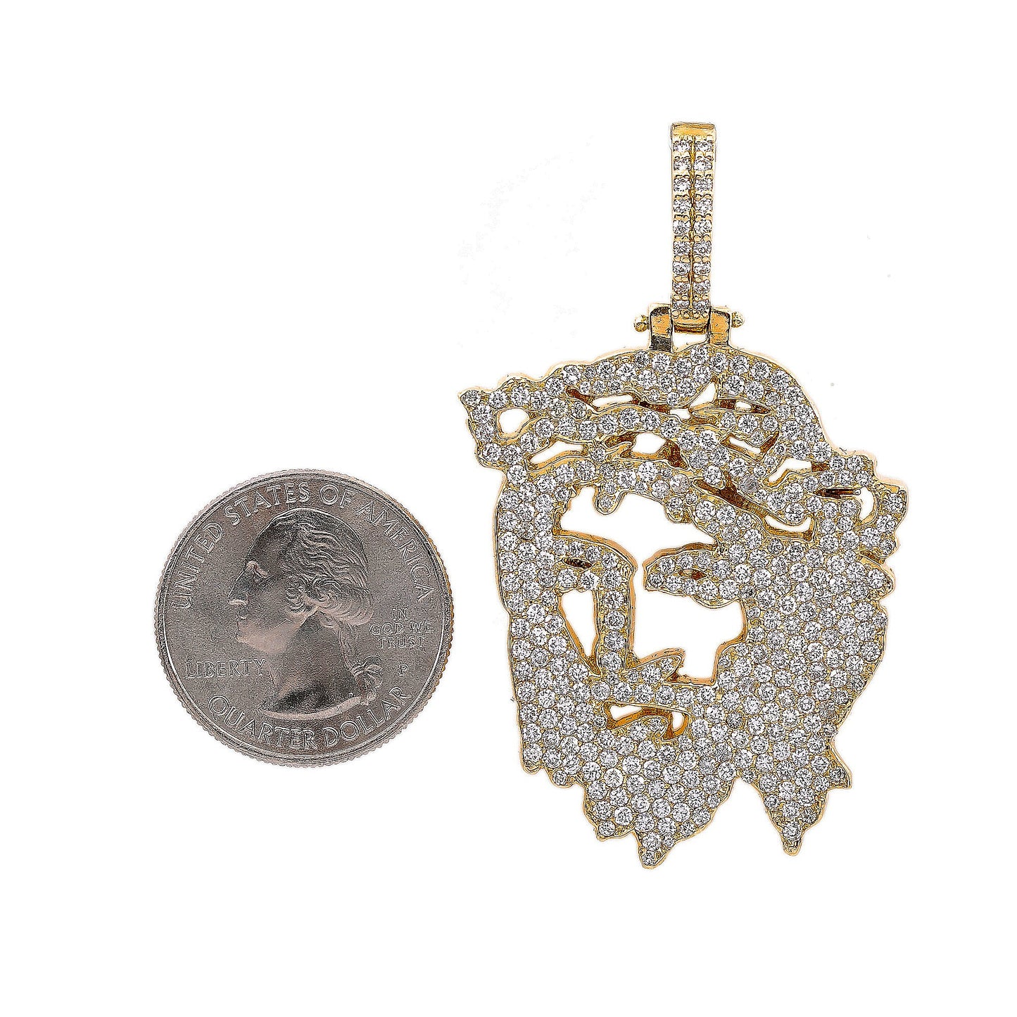 14K Yellow Gold Unisex Jesus Head Shaped Pendant