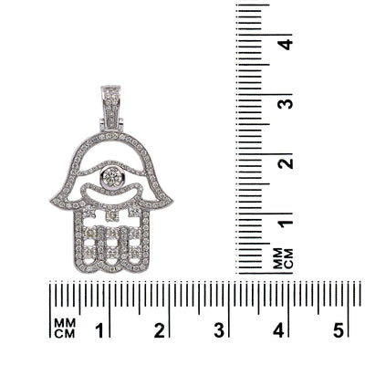 14K White Gold Hamsa Shaped Pendant