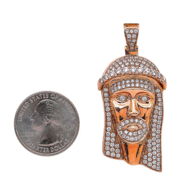 14K Rose Gold Jesus Head Shaped Pendant