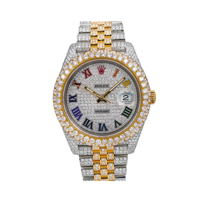 Rolex Datejust Diamond Watch, 126303 41mm, Rainbow Diamond Dial With Two Tone Bracelet