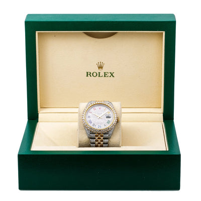 Rolex Datejust Diamond Watch, 126303 41mm, Rainbow Diamond Dial With Two Tone Bracelet