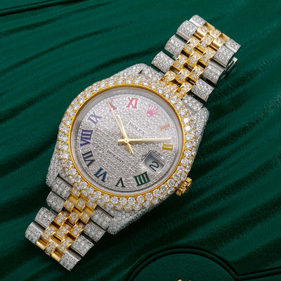 Rolex Datejust Diamond Watch, 126303 41mm, Rainbow Diamond Dial With Two Tone Bracelet