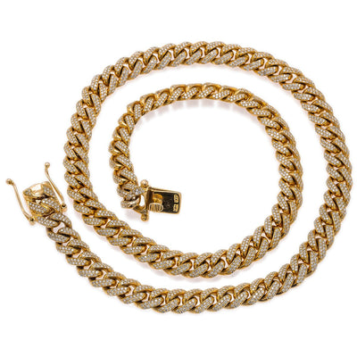 10K Yellow Gold 30" Cuban Chain With 21.64 CT Diamonds