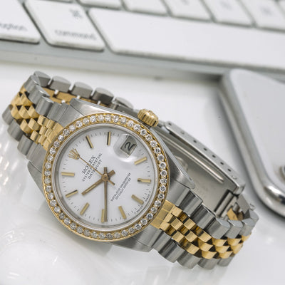 Rolex Datejust Diamond Watch, 68240 31mm, White Dial With 1.05 CT Diamonds