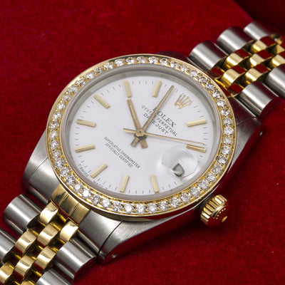 Rolex Datejust Diamond Watch, 68240 31mm, White Dial With 1.05 CT Diamonds