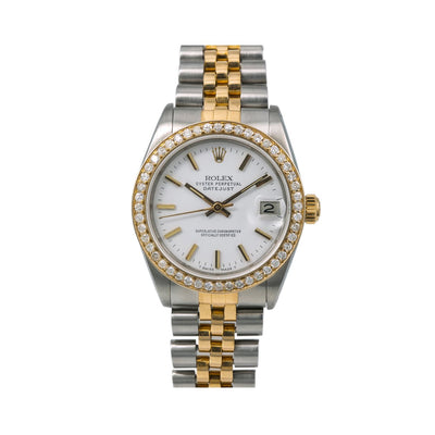 Rolex Datejust Diamond Watch, 68240 31mm, White Dial With 1.05 CT Diamonds