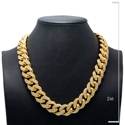 10K Yellow Gold 22" Cuban Chain With 35.75 CT Diamond