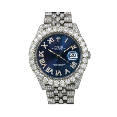 Rolex Datejust Diamond Watch, 126300 41mm, Blue Diamond Dial With Stainless Steel Bracelet