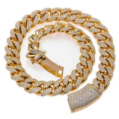 10K Yellow Gold 22" Cuban Chain With 35.75 CT Diamond