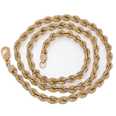 10K Yellow Gold 30" Rope Chain With 35.75 CT Diamonds