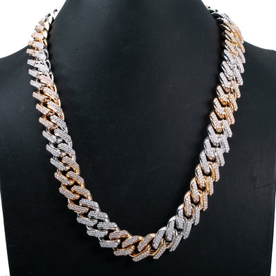 14K Two Tone Rose gold And White 26" Cuban Chain With 25.62 CT Diamonds