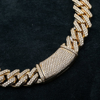 14K Yellow Gold Iced Out Diamond Cuban Link Chain | 34.68 Carats | 16 Mm Width | 24 Inch Length