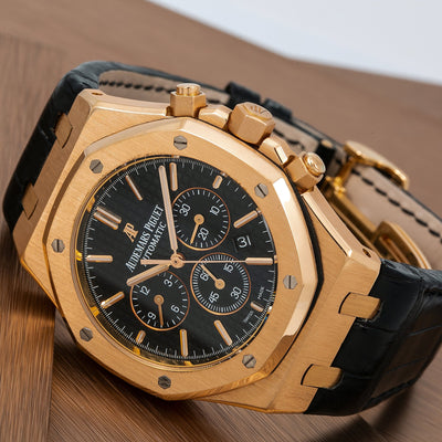 Audemars Piguet Royal Oak Chronograph 26320OR 41MM Black Dial With Leather Bracelet