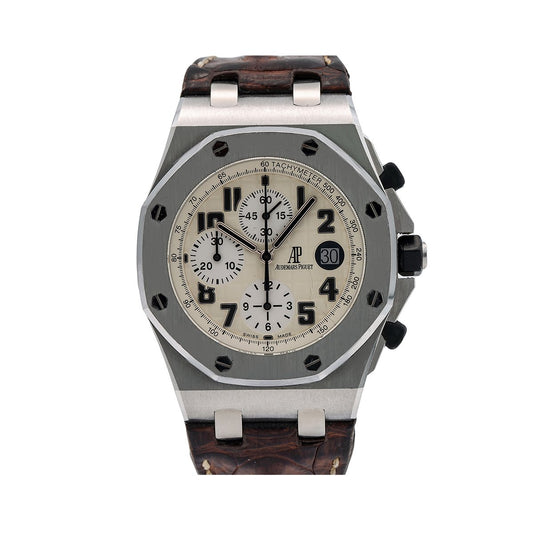 Audemars Piguet Royal Oak Offshore 26170ST 42MM White Dial With Brown Leather Bracelet
