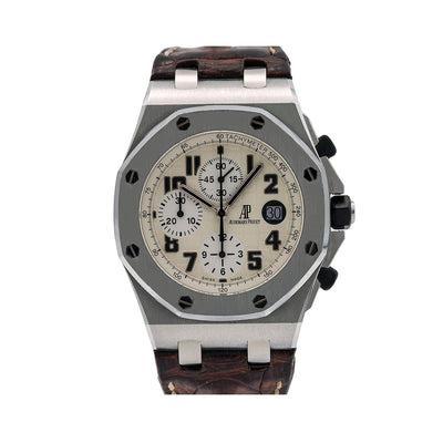 Audemars Piguet Royal Oak Offshore 26170ST 42MM White Dial With Brown Leather Bracelet