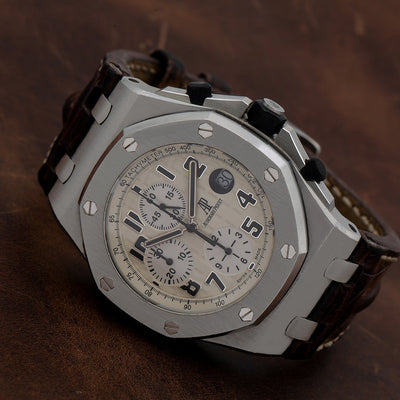 Audemars Piguet Royal Oak Offshore 26170ST 42MM White Dial With Brown Leather Bracelet