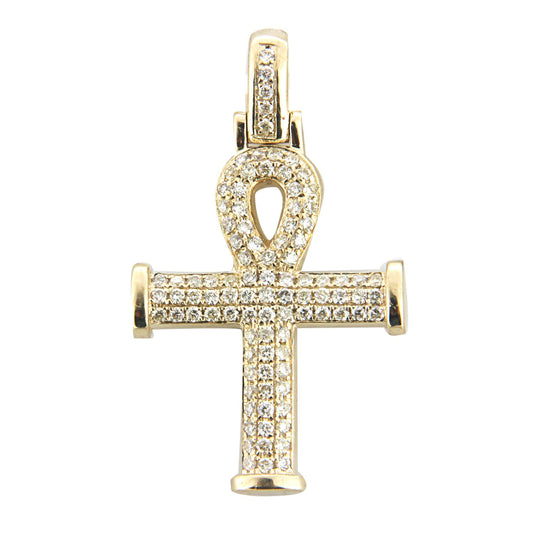 Yellow Gold Ankh Pendant with Diamonds