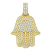 Yellow Gold 3D Hamsa Pendant with Diamonds