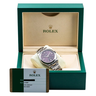 Rolex Oyster Perpetual 114300 39mm Red Grape Dial