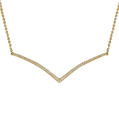 18K Rose And Yellow Gold Diamond Chevron Pendant with Chain 0.39CT