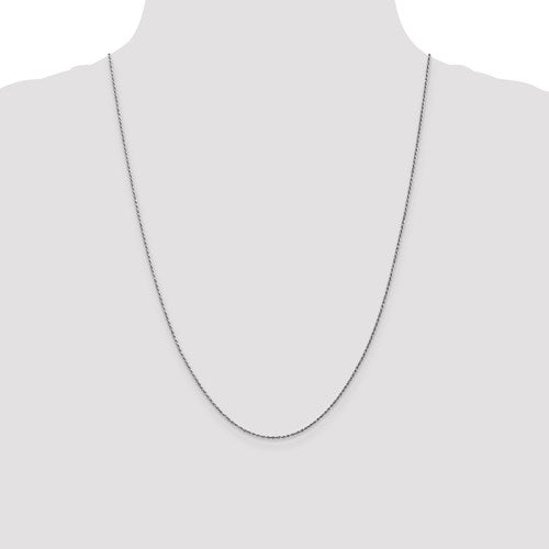 10k White Gold 1.15mm Machine Made Diamond Cut Rope Chain Available Sizes 7"-30"