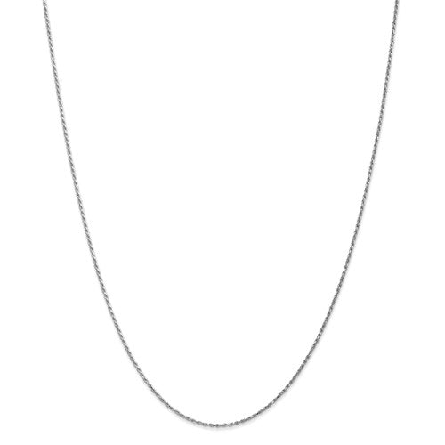 10k White Gold 1.15mm Machine Made Diamond Cut Rope Chain Available Sizes 7"-30"