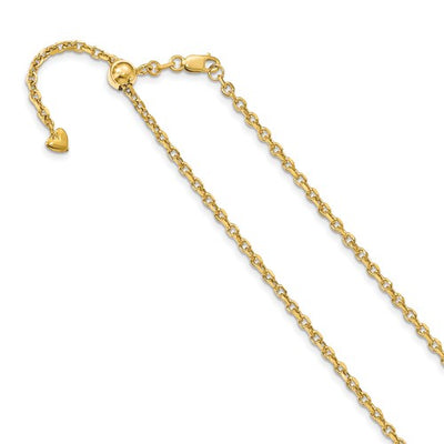 14K Yellow Gold Adjustable Semi Solid Chain Available Sizes 22"-30"