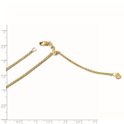 14K Yellow Gold Adjustable 1.6mm Semi Solid Spiga Chain Available Sizes 22"-30"