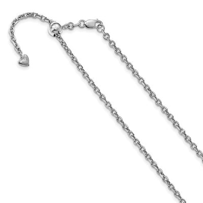 14K White Gold 2.5 mm Adjustable Semi Solid Cable Chain Available Sizes 22"-30"