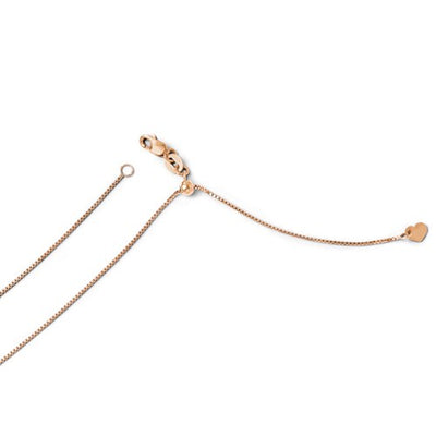 14K Rose Gold Adjustable .8mm Box Chain Available Sizes 22"-30"