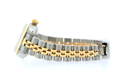 Rolex Datejust 26mm Yellow Gold and Stainless Steel Bracelet Black Mother of Pearl Dial