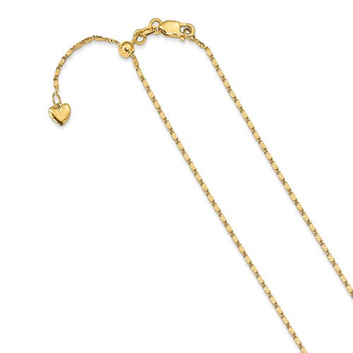 14K Polished Fancy Link Adjustable Chain Available Sizes 22"-30"