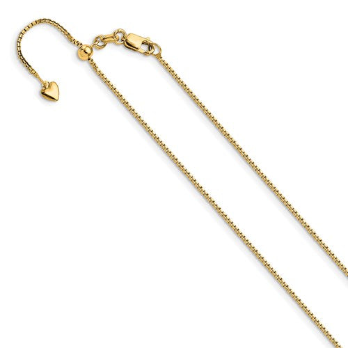 14K 1mm Adjustable Box Chain Available Size 22"