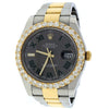 18K Yellow Gold Rolex Datejust II Diamond Watch, 41mm, Grey Dial and Stainless Steel and 4.72CT Diamond Bezel