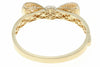 18K Yellow Gold Diamond Bow Design Bangle With Round Cut Diamonds 8.22CT