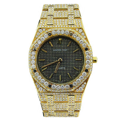 Audemars Piguet Custom Royal Oak Lady 18k Yellow Gold Flooded in Diamonds