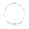 18K White Gold Chain Bracelet with Cluster Diamond Center And Round Cut Diamonds 0.50CT