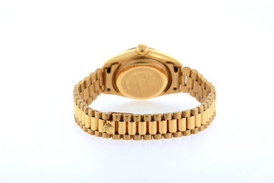 18k Yellow Gold Rolex Datejust Diamond Watch, 26mm, President Bracelet Earthern Dial w/ Diamond Lugs