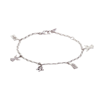 18K White Gold Diamond Charm Bracelet with Angel Charms 0.11CT