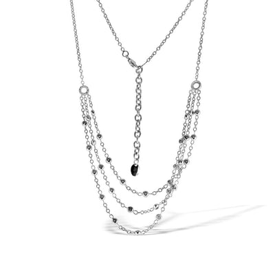 18K White Gold Multi-Strand Necklace with Diamonds 1.00CT