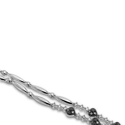 18K White Gold Necklace with Black and White Diamonds 3.32