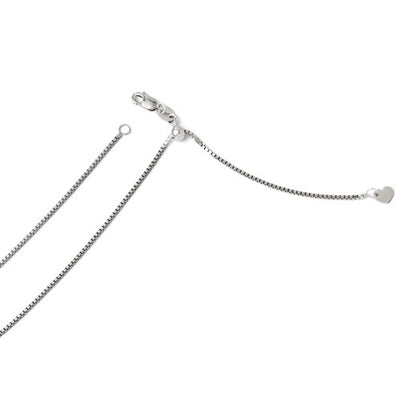 14K White Gold 1 mm Adjustable Box Chain Available Sizes 22"-30"