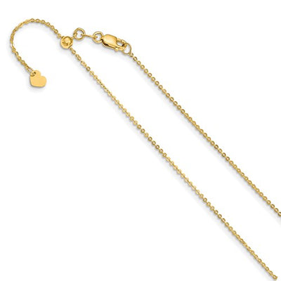 14K 1 mm Flat Cable Adjustable Chain Available Sizes 22"-30"